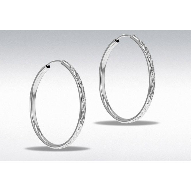 MCN Jewellery Ibb Sterling Silver Diamond Cut Hoop Earring 8.51.3190