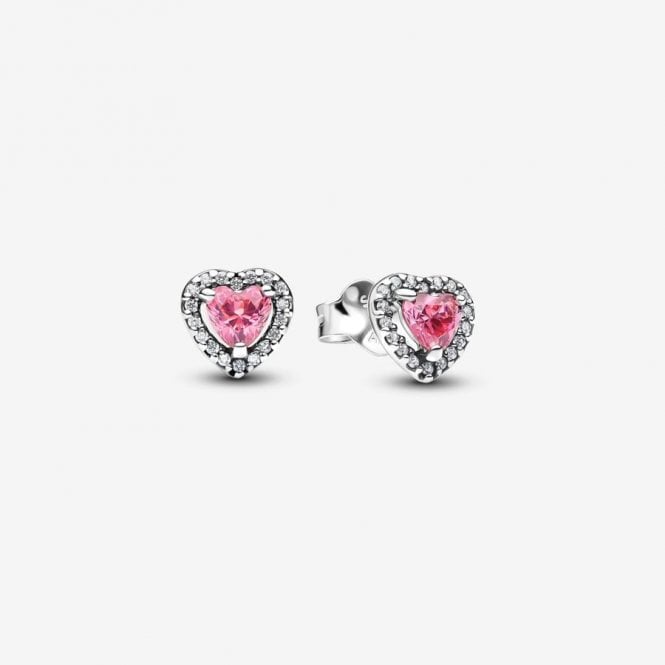 Pandora Elevated Pink Heart Stud Earrings 298427C02
