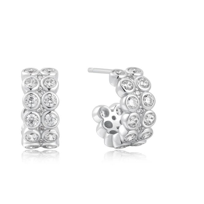 Ania Haie Silver Double Row Cubic Zirconia Earrings E058-04H