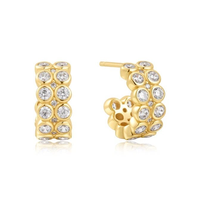 Ania Haie Gold Double Row Cubic Zirconia Stud Earrings E058-04G