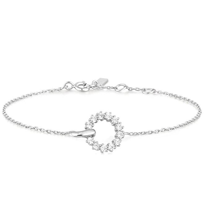 Ania Haie Silver Interlinked Circles Pavé Bracelet B056-01H