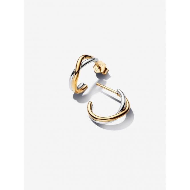 Pandora Organically Shaped Two-tone Open Hoop Earrings 263880C00