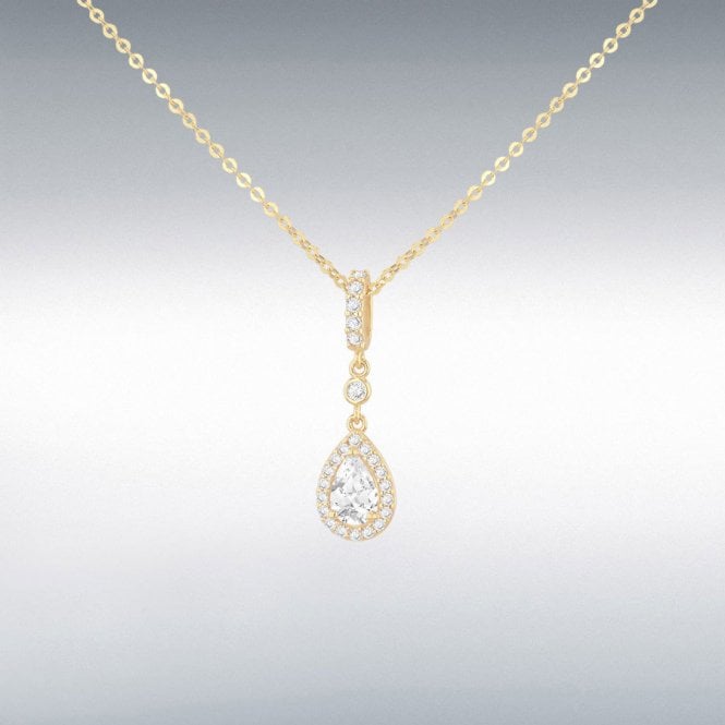 Ibb 9ct Yellow Gold Teardrop Halo Necklet 1.19.2444