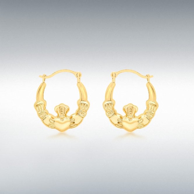 MCN Fine Jewellery Ibb 9ct Yellow Gold Claddagh Creole Earrings 1.53.4499