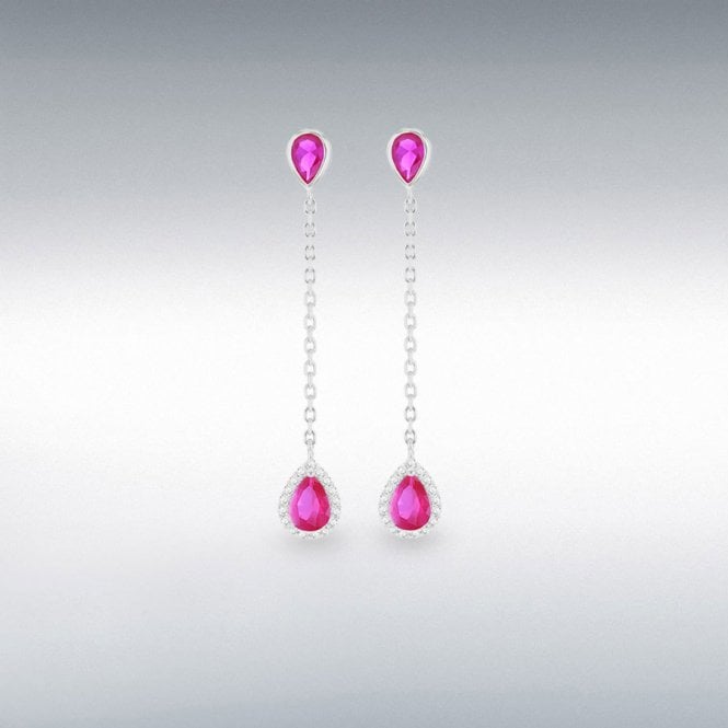 MCN Jewellery Ibb Sterling Silver Red and White Teardrop Earring 8.57.0060