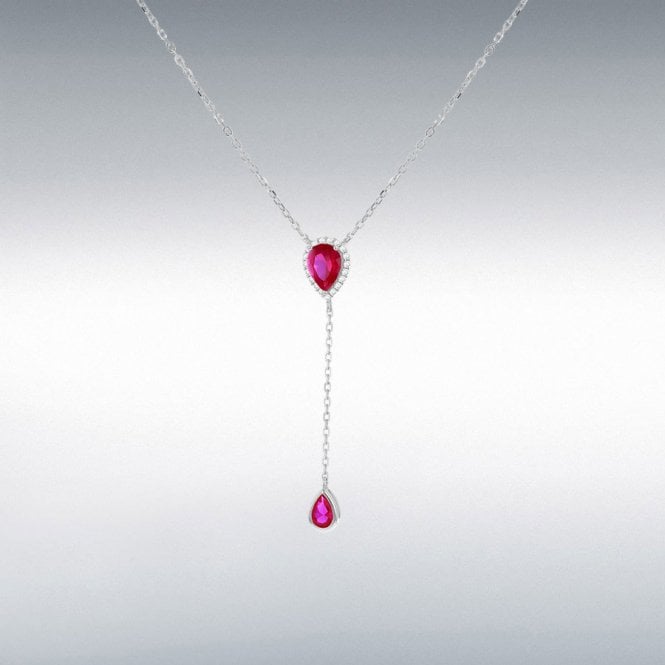 MCN Jewellery Ibb Rhodium Plated Red and White Teardrop 8.13.8210