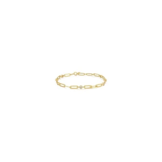 Ania Haie Gold Plated Bezel Station Paper Clip Chain B069-01G