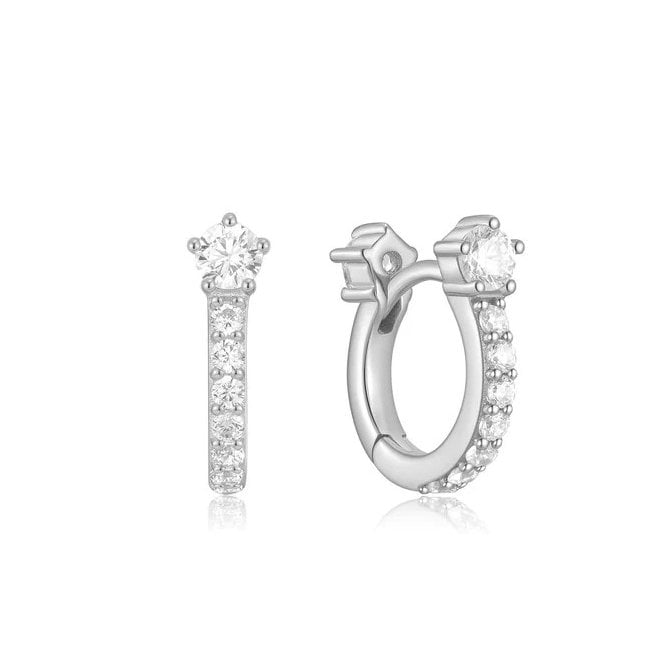 Ania Haie Silver Sparkling Pavé Huggie Hoop Earrings E066-04H