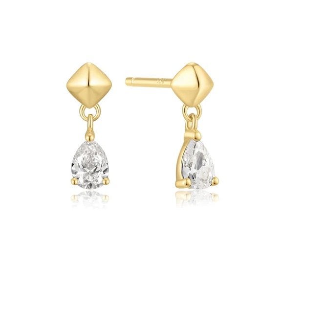 Ania Haie Gold Pyramid Dangle Threaded Stud Earrings E067-04G