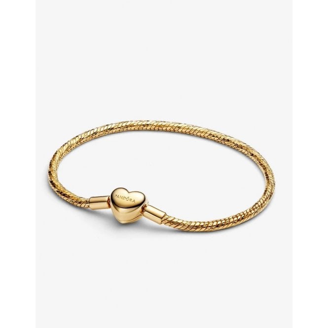 Pandora Heart Clasp Faceted Snake Chain Bracelet 564236C00-18
