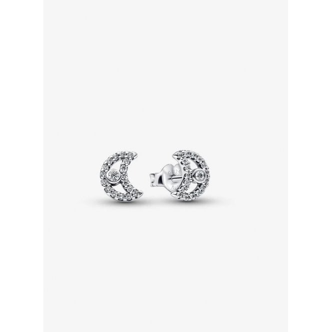 Pandora Sparkling Moon Stud Earrings Silver 294257C01