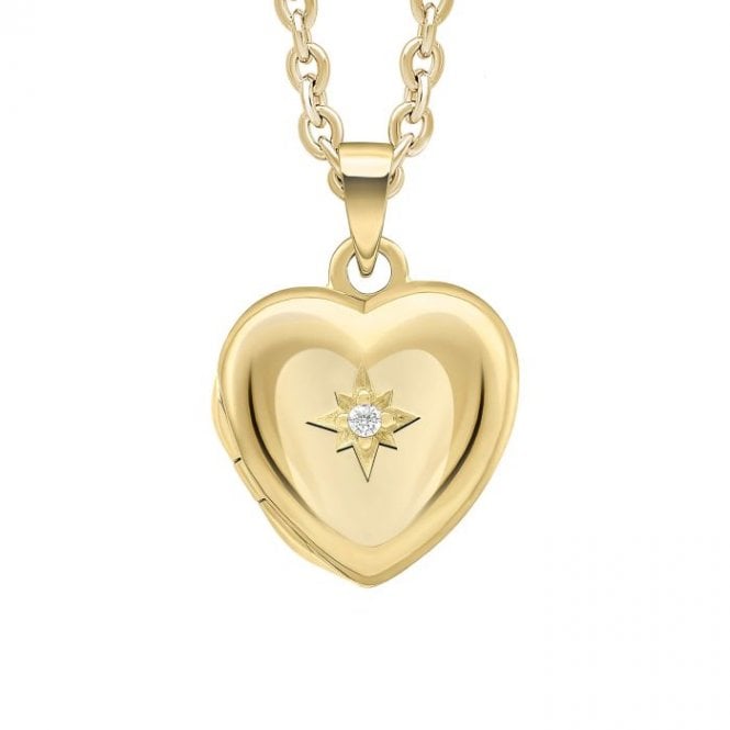 MCN Jewellery Gecko Starburst Heart Locket Pendant with Gold Plating P5441C