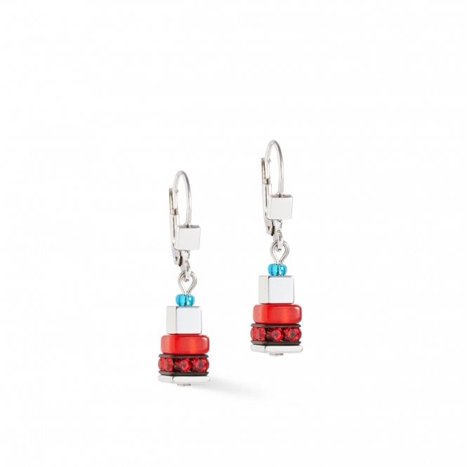 Coeur de Lion Couer de Lion Earrings Modern Future Cube Blue-Red 4413200703