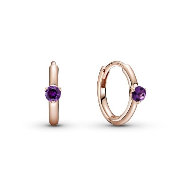 Pandora Purple Solitaire Huggie Hoop Earrings 289304C01