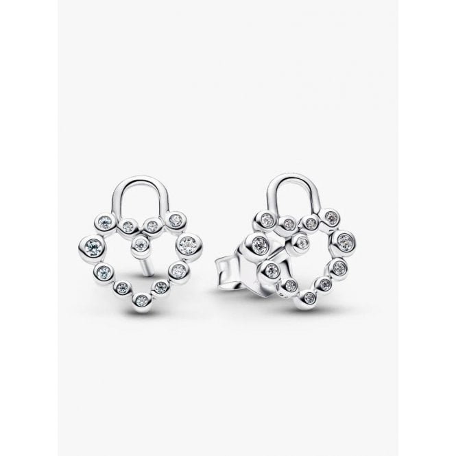 Pandora Sparkling Heart Padlock Stud Earrings 294419C01