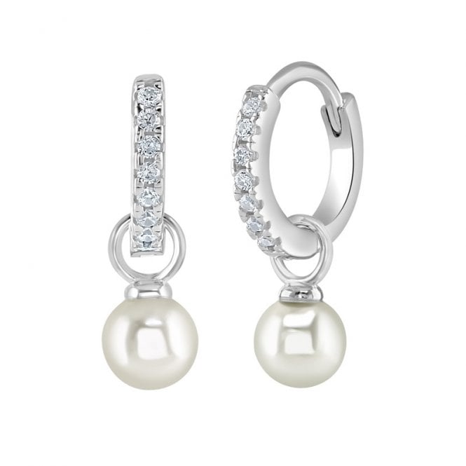 MCN Jewellery Kurate Sterling Silver Hoop with Pearl Drop SE530C