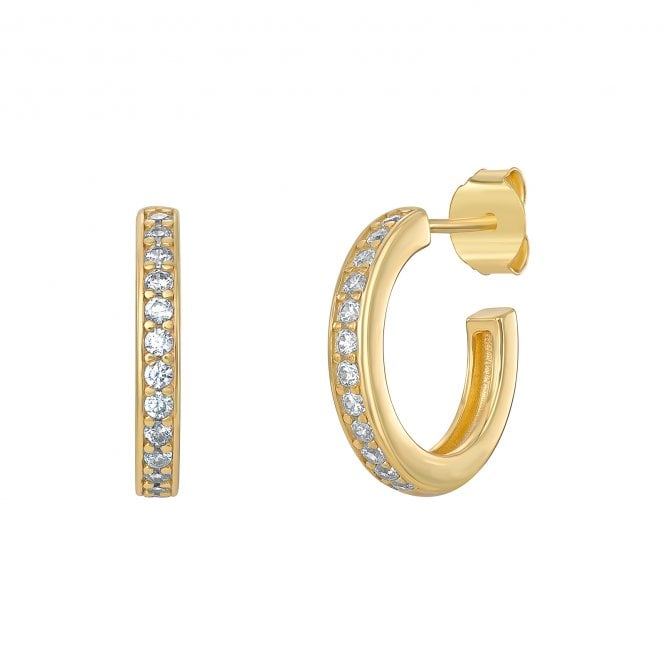 MCN Jewellery Kurate Sterling Silver Gold-Plated Cubic Zirconia Hoops SE103C