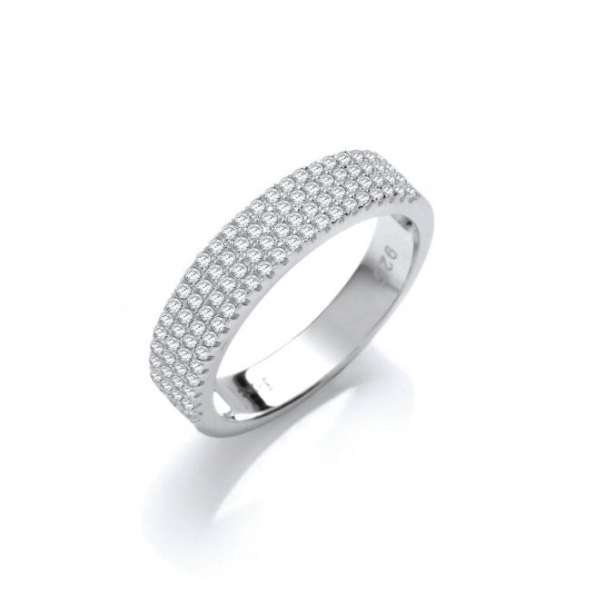 J Jaz Micro Pave' Half ET Cz Silver Ring JZR124