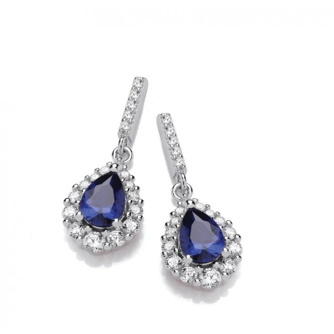 J Jaz Blue Teardrop CZ Silver Earrings JZER182