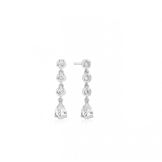 Ania Haie Silver Bezel-Set Teardrop Stud Earrings E074-07H