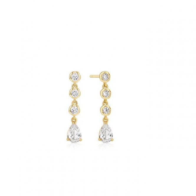Ania Haie Gold Molten Bezel-Set Teardrop Stud Earrings E074-07G