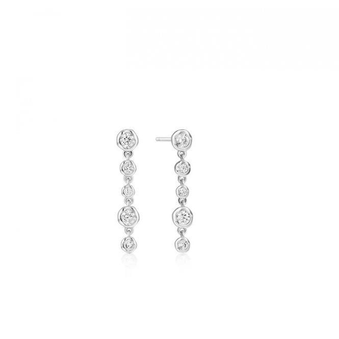 Ania Haie Silver Bezel-Set Drop Stud Earrings E074-06H