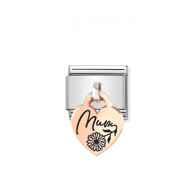 Nomination Jewellery Classic Rose Gold Mum Flower Heart Pendant Charm 431803/03
