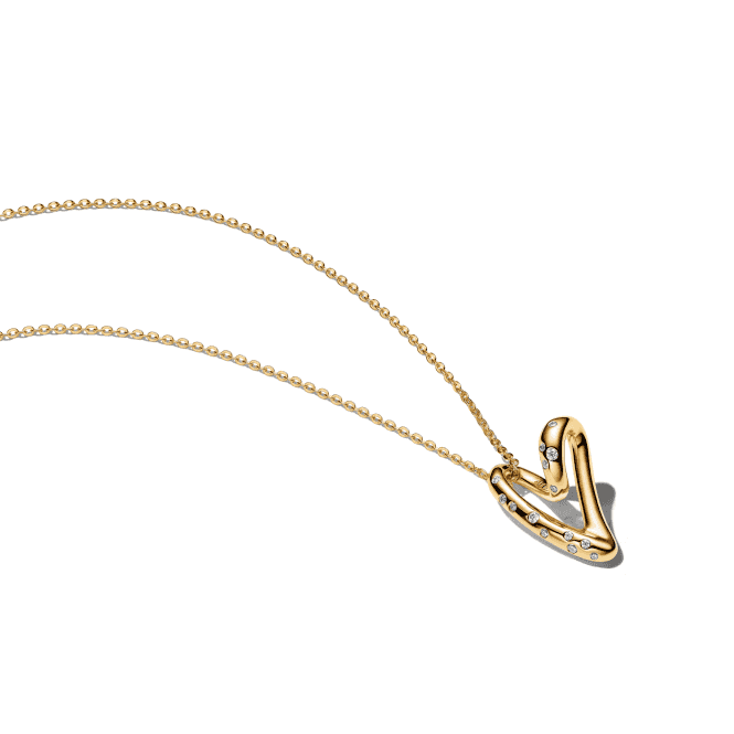 Pandora Organically Shaped Stone-Set Heart Necklace 364669C01