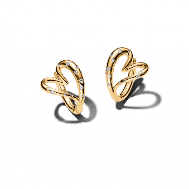 Pandora Organically Shaped Stone-Set Heart Earrings 264664C01