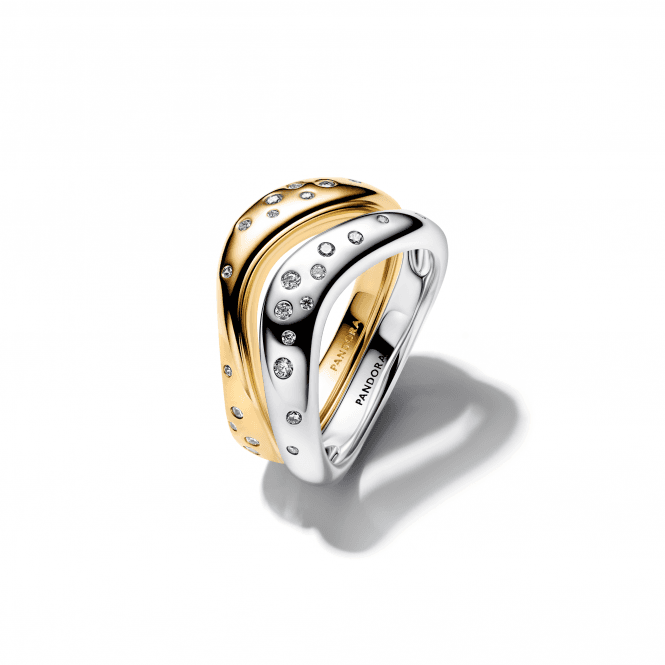 Pandora Organically Shaped Two-Tone Stacking Rings 164674C01