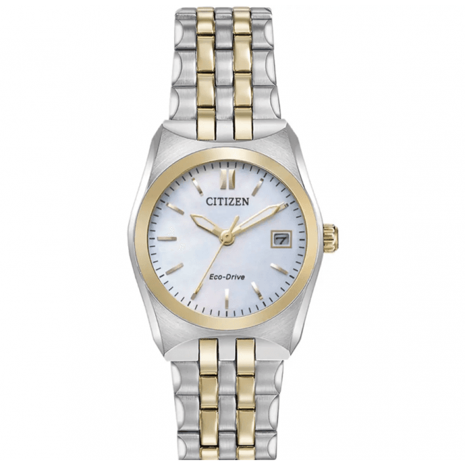 Citizen Watches Citizen Mother of Pearl Eco Drive Two Tone Watch EW2296-58D