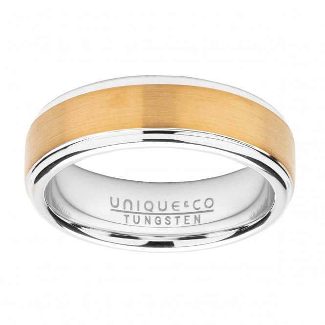 Unique & Co Two Tone Tungsten Gents Ring TUR-121