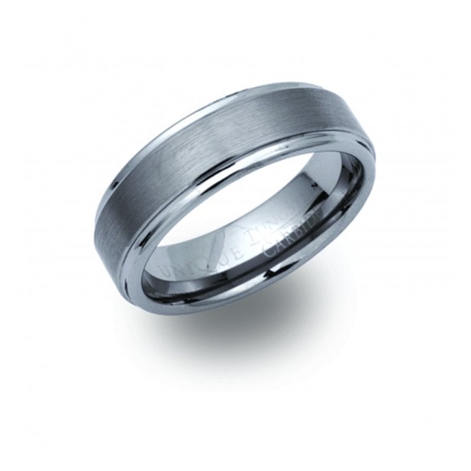 Unique & Co Plain Matt Brushed Tungsten Gents Ring TUR-3