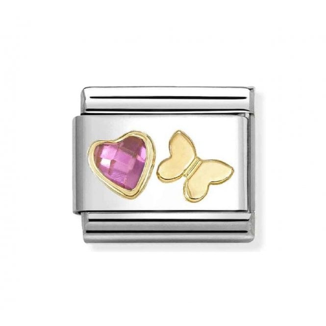 Nomination Jewellery Nomination Pink Butterfly & Heart Cubic Zirconia Charm 030613/14