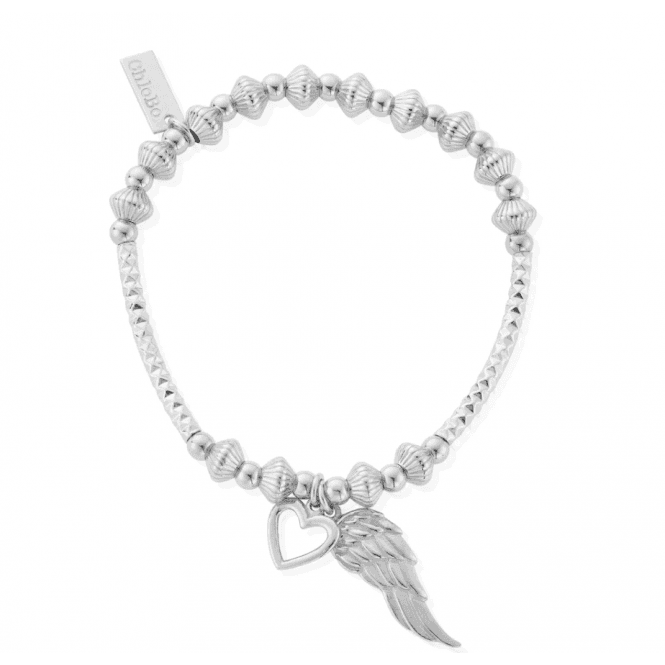 ChloBo Noodle Disc Heart And Angel Wing Bracelet SBHNCD007703