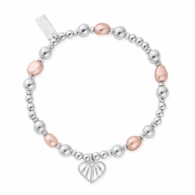 ChloBo Loving Heart Pink Pearl Bracelet SBPP3344