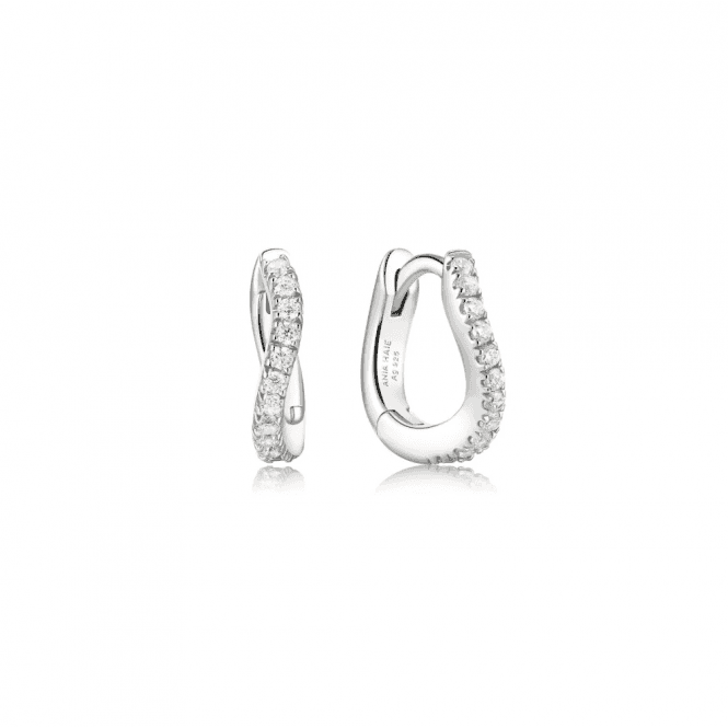 Ania Haie Silver Slim Pavé Wave Huggie Hoop Earrings E079-08H
