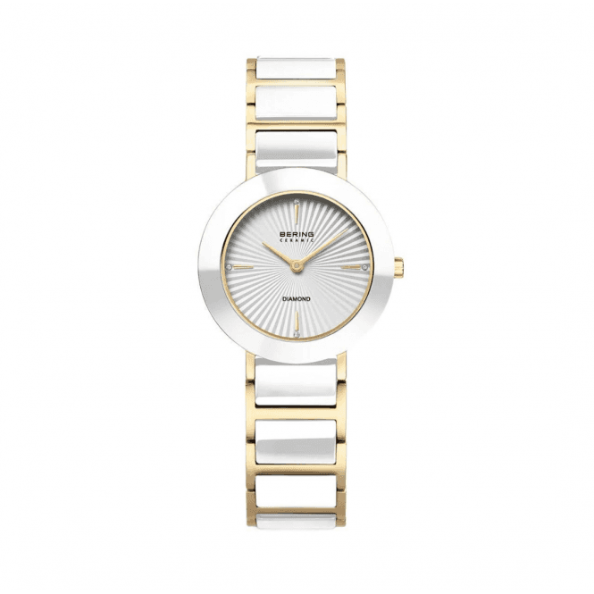 Bering Ladies Gold Tone Ceramic Watch 11429-758