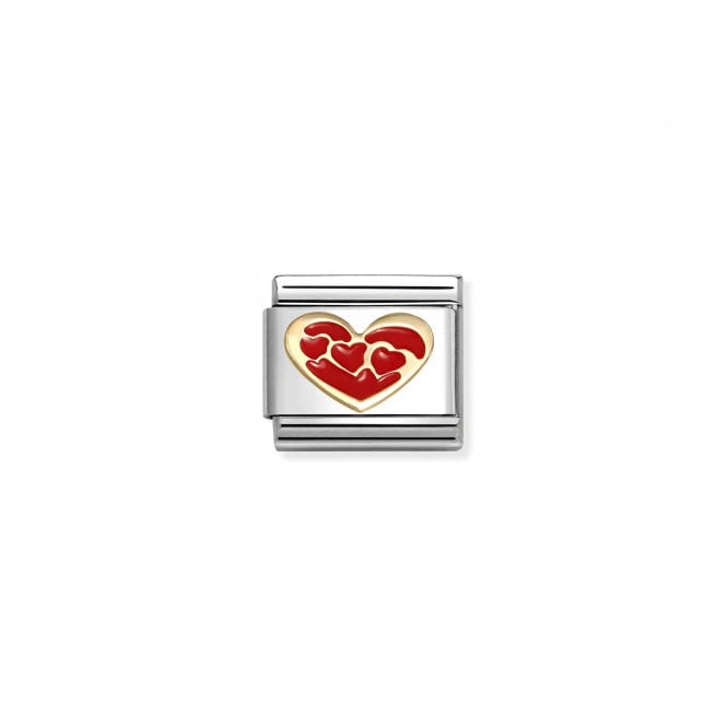 Nomination Jewellery Nomination Composable Golden Hearts in Red Link Charm 030283/35