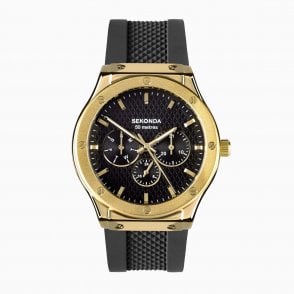 Sekonda Titan Gold Case and Black Strap Watch 30233