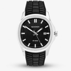 Sekonda Mens Octaire Black Rubber Strap Watch 30274