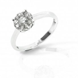 Diamond Illusion Set and White Gold Solitaire Ring