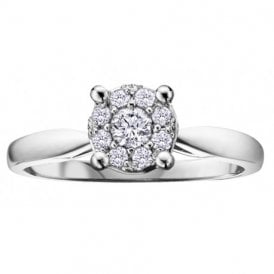 9ct White Gold 0.13 Cluster Ring