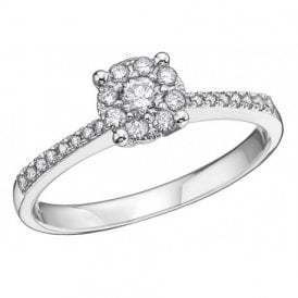 18ct White Gold 0.36 Diamond Cluster Ring