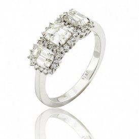 Diamond Ring Emerald Cut Cluster