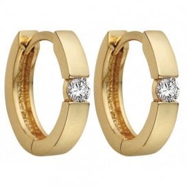 9ct Yellow Gold Diamond Hoop Earrings