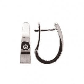 9ct White Gold Diamond Creole Earrings