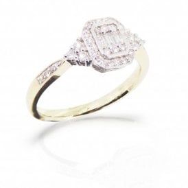 9ct Yellow Gold Brilliant Cut Diamond Cluster Ring