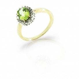 Peridot and Diamonds Gold Ring