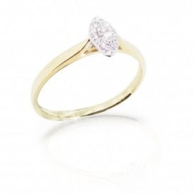 9ct Yellow Gold Marquise Cut Cluster Diamond Ring